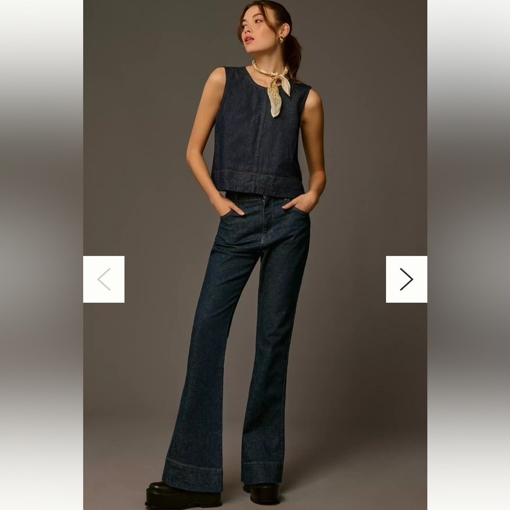 Pilcro Anthropologie Clean Rinse High-Rise Flare Jeans size 33 thigh wide hem - Picture 2 of 12